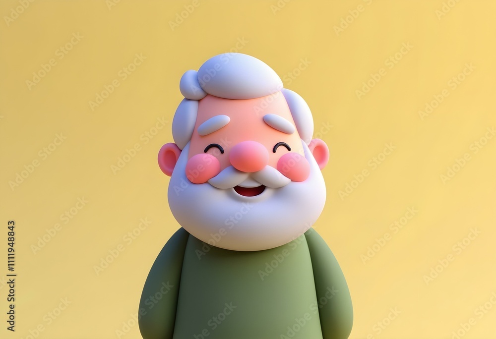 Fototapeta premium Senior man avatar. Smiling elderly man with beard with gray hair. 3d vector people character illustration. Cartoon minimal style.
