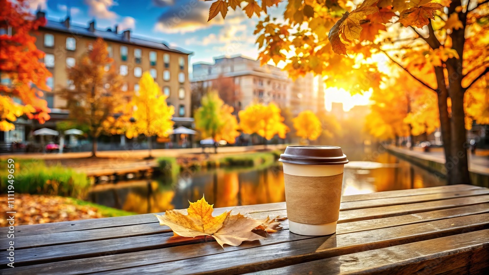 Autumn Urban Serenity: Cardboard Coffee Cup in Front of a Vibrant Park, Captured in Watercolor Style for Architectural Photography Lovers Autumn Urban Serenity: Cardboard Coffee Cup in Front of a Vibrant Park, Captured in Watercolor Style for Architectural Photography Lovers