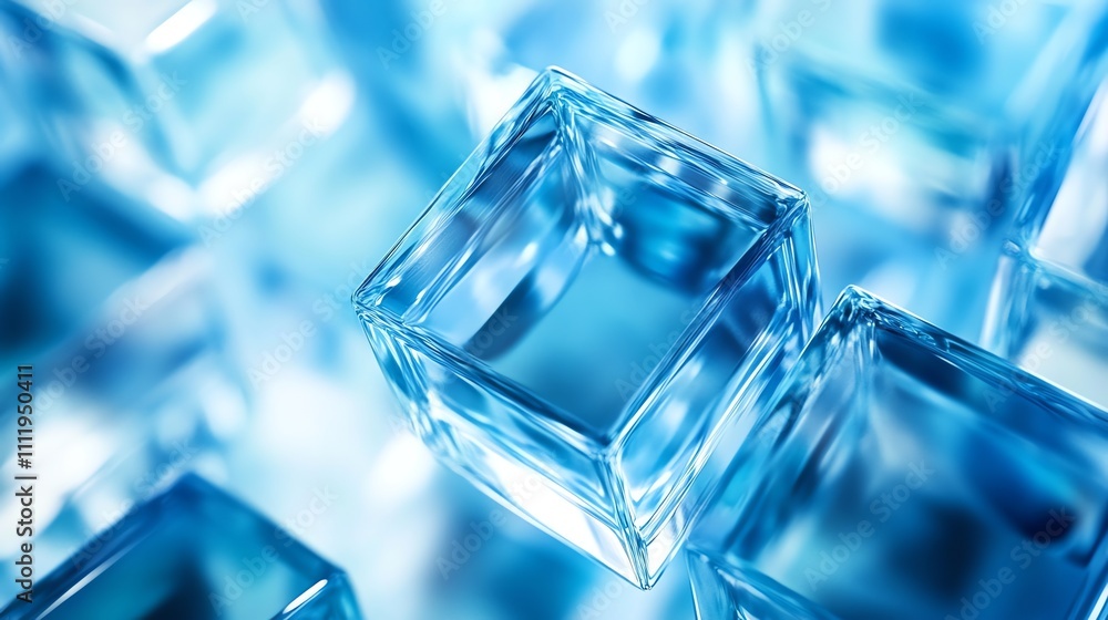 Abstract close-up of blue crystal cubes. Abstract close-up of blue crystal cubes.