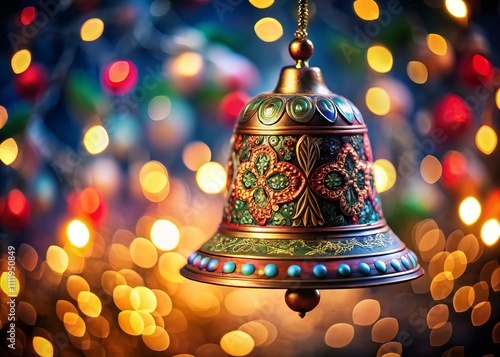 Wallpaper Mural Captivating 3D Bell with Bokeh Effect: A Stunning Close-Up of a Brightly Colored Decorative Bell Surrounded by a Dreamy Blurred Background, Perfect for Holiday and Celebration Themes Torontodigital.ca