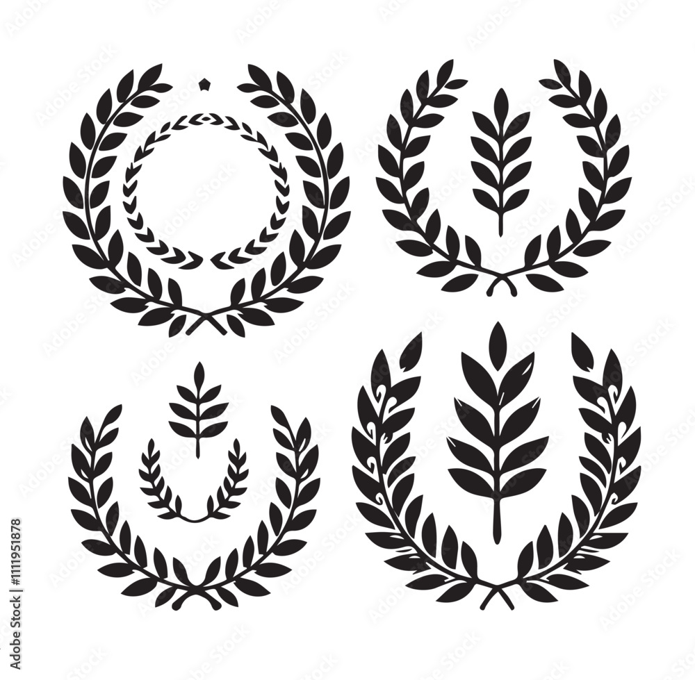 laurel wreaths silhouette vector laurel wreaths silhouette vector