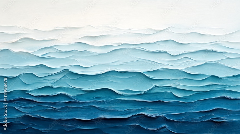 Abstract Painting of Ocean Waves in Shades of Blue Abstract Painting of Ocean Waves in Shades of Blue