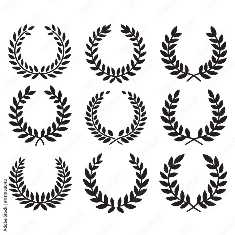 laurel wreaths silhouette vector laurel wreaths silhouette vector