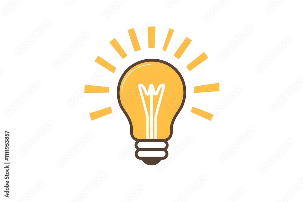 Cartoon illustration of a glowing light bulb symbolizing creativity and ideas, white background Cartoon illustration of a glowing light bulb symbolizing creativity and ideas, white background