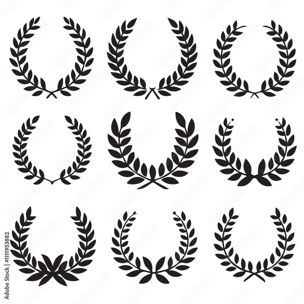 laurel wreaths silhouette vector laurel wreaths silhouette vector