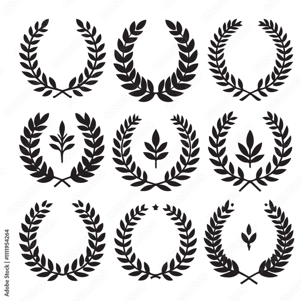 laurel wreaths silhouette vector laurel wreaths silhouette vector