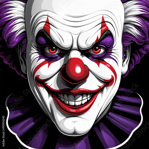 Angry clown face illustrations for mascot, tshirt, sticker, and label photo