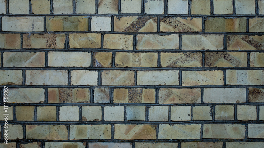The photo shows a close-up of a brick wall The photo shows a close-up of a brick wall