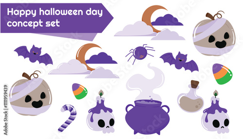 happy Halloween   vector icons set  