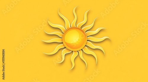 A simple sun illustration against a yellow background.