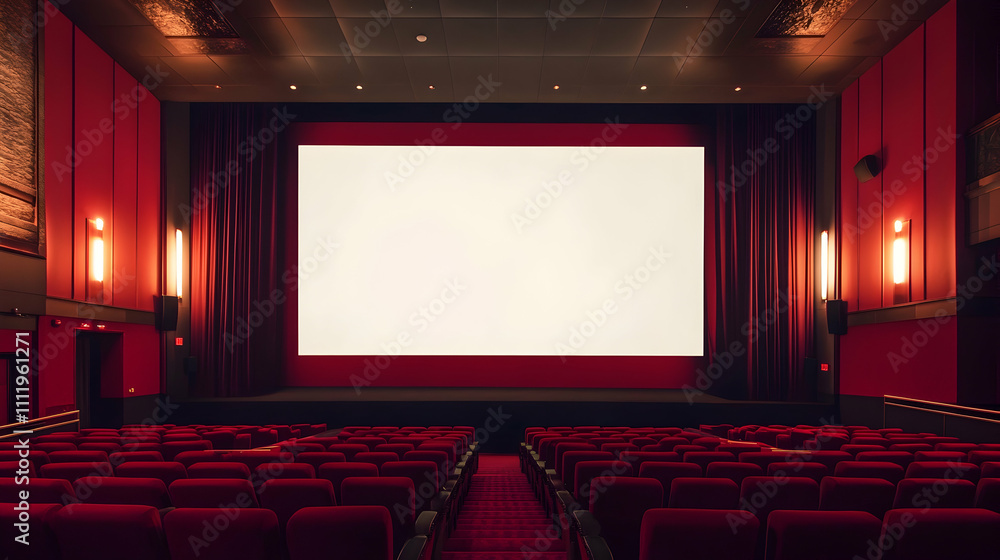 Fototapeta premium Blank advertising poster on display in a movie theater lobby