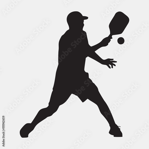 Silhouette Pickleball Players in Action - Dynamic Sports Poses
