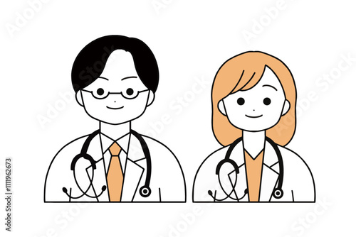 笑顔のドクターのイラスト　上半身