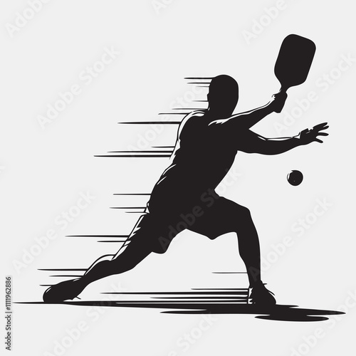 Silhouette Pickleball Players in Action - Dynamic Sports Poses
