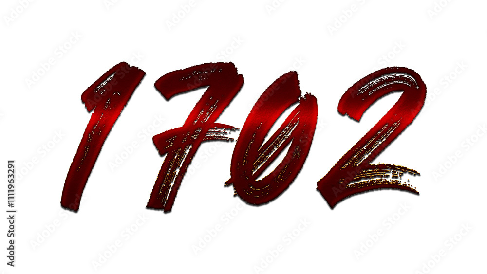 3D blood red number design of 1702 on white background. 3D blood red number design of 1702 on white background.