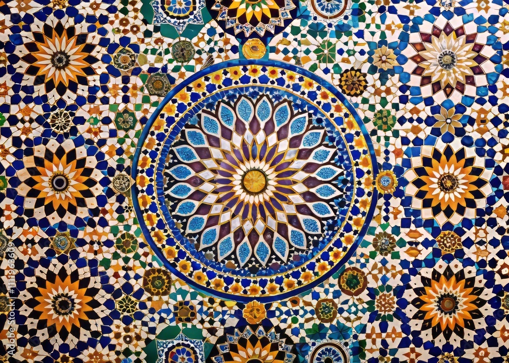 Intricate Moroccan Tile Patterns: A Textured Design for Backgrounds and Interiors, Showcasing Vibrant Colors and Geometric Shapes in a Traditional Aesthetic Intricate Moroccan Tile Patterns: A Textured Design for Backgrounds and Interiors, Showcasing Vibrant Colors and Geometric Shapes in a Traditional Aesthetic