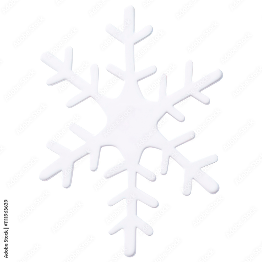 Realistic cartoon 3D Render of a snowflake Isolated on White Background Realistic cartoon 3D Render of a snowflake Isolated on White Background