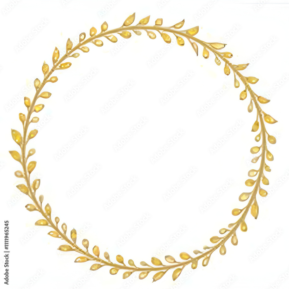 Golden leaf circle border, white background Golden leaf circle border, white background