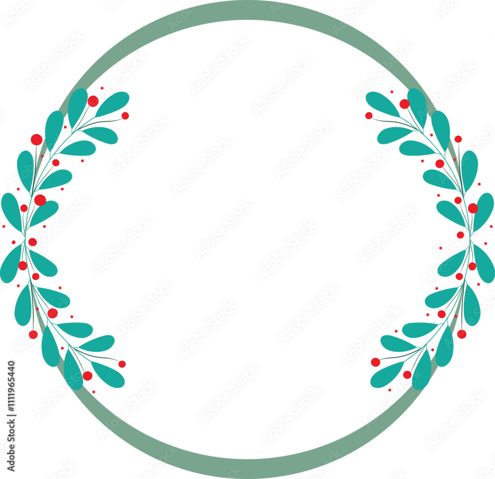 Obraz premium Circle Frame With Beautiful Flower And Leaf Decoration