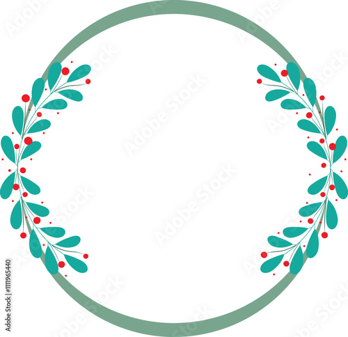 Circle Frame With Beautiful Flower And Leaf Decoration