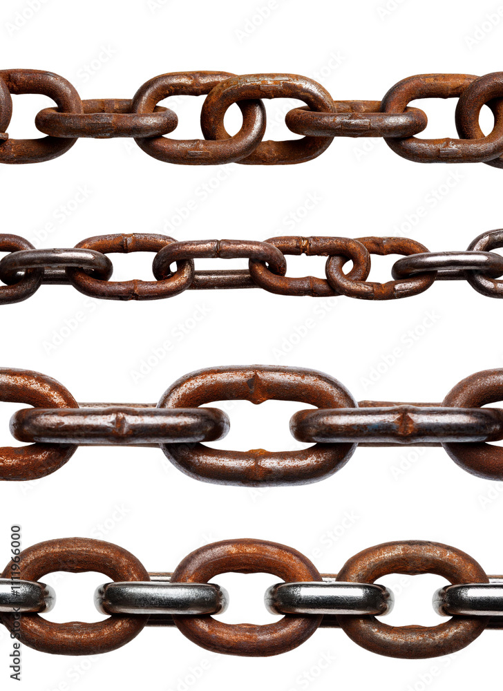 Rusty metal chains isolated on a white background. Rusty metal chains isolated on a white background.