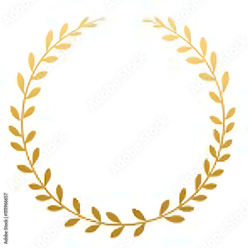 Golden leaf circle border, white background