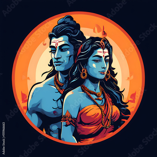  lord shiva and goddess parvati wedding
of shiv parvati illustration vectror photo