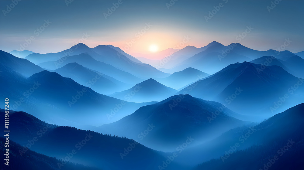 Misty Mountains Sunrise: Serene Landscape Misty Mountains Sunrise: Serene Landscape