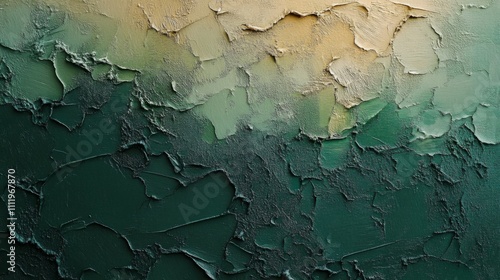 Abstract Green and Beige Impasto Painting