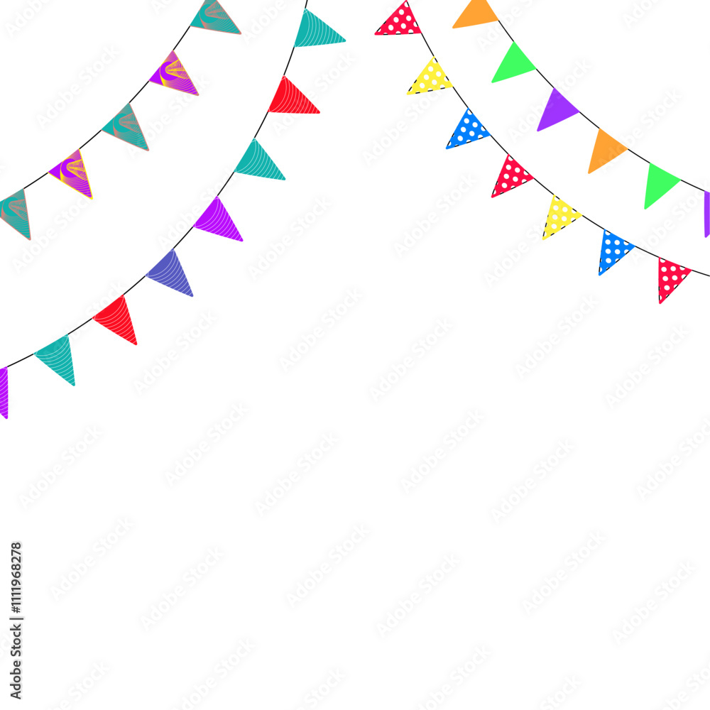 Obraz premium Celebration flag poster, birthday design, banner party for carnival decoration, event anniversary background, vector illustration