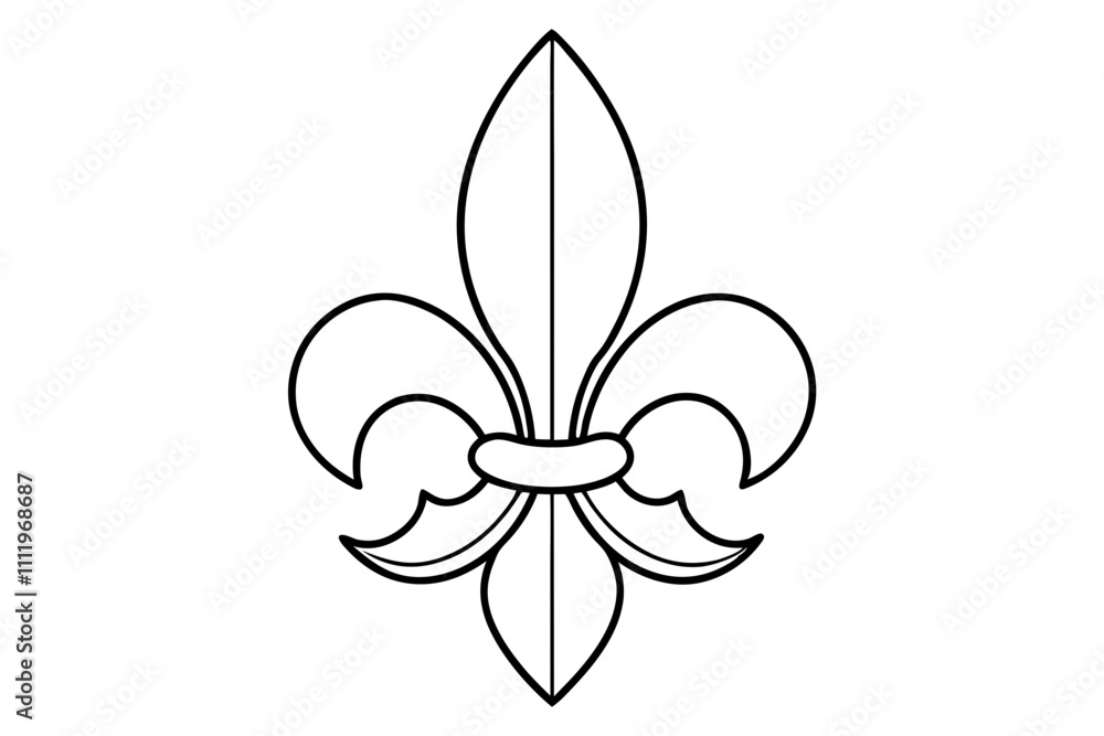 A simple Fleur de Lis line art vector white background A simple Fleur de Lis line art vector white background