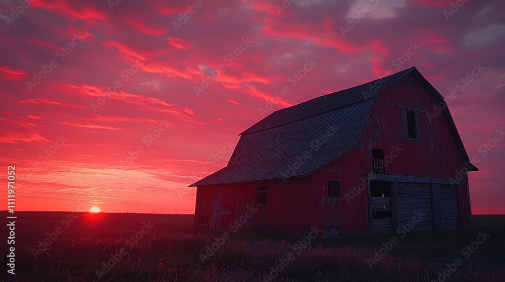 Red barn sunset Red barn sunset