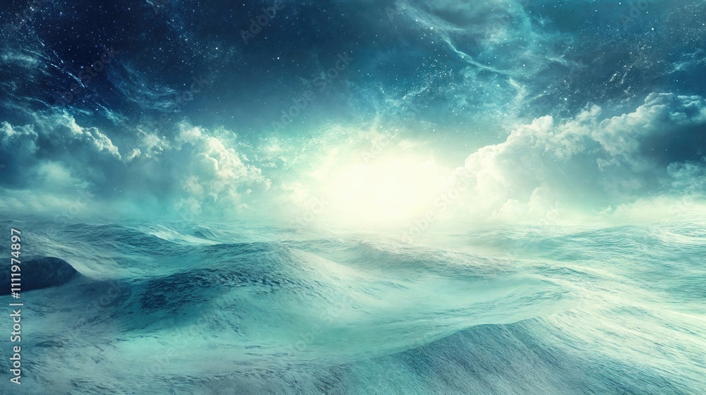 Serene Ocean Waves Under Ethereal Skies Serene Ocean Waves Under Ethereal Skies