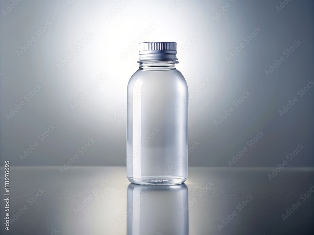 Small Plastic Bottle with White Cap and Blank Label Isolated on White Background, Perfect for Product Display and Packaging Concepts Small Plastic Bottle with White Cap and Blank Label Isolated on White Background, Perfect for Product Display and Packaging Concepts