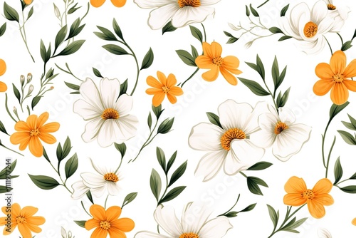 Seamless cute hand drawn floral patterns on a white background. Vector illustration for design 