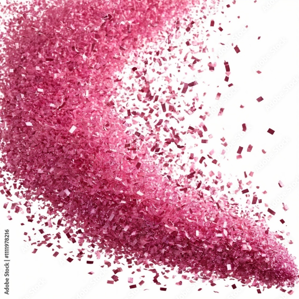 Pink glitter scaterred flying isolated on white, background and texture, clipping Pink glitter scaterred flying isolated on white, background and texture, clipping