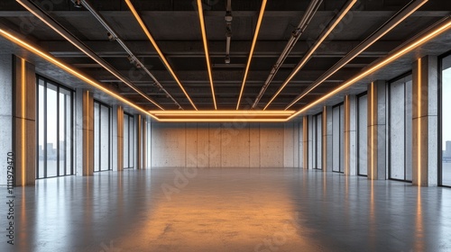 Modern building ceiling setup showcasing aligned conduits  junction boxes  and water pipes under warm exhibition lighting