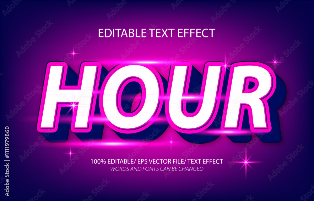 Hour editable text effect, 3D editable text template. Hour editable text effect, 3D editable text template.