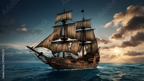 Pirate ship isolated png.