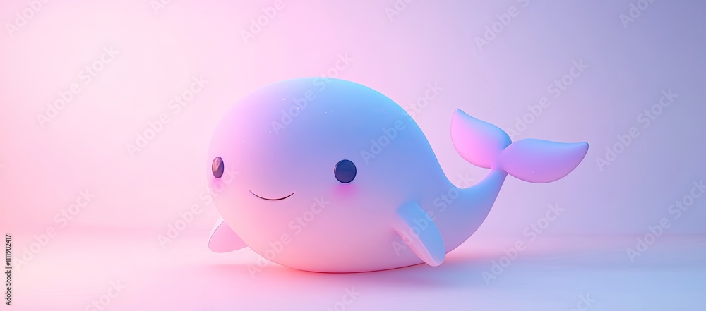3D cute cartoon design, a whale with a pink and purple background 3D cute cartoon design, a whale with a pink and purple background