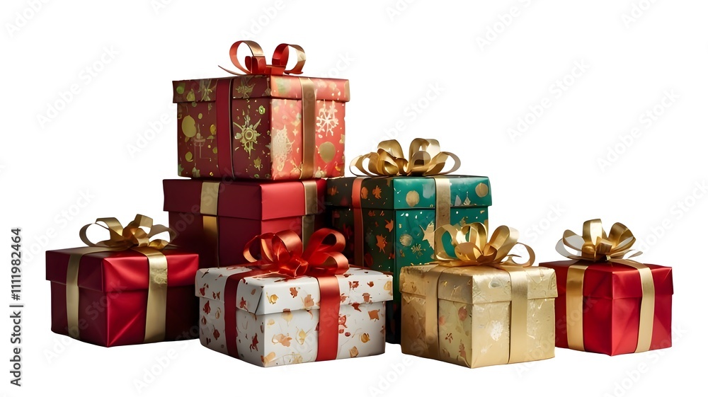 Fototapeta premium festive gift boxes, christmas gifts or birthday presents, isolated.