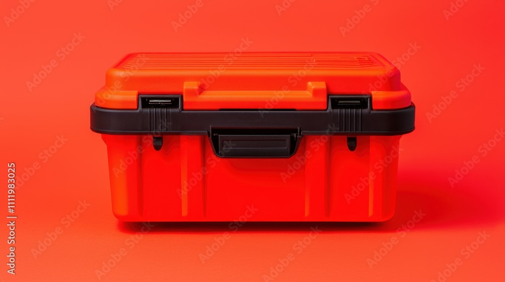 Battery replacement and tools, A bright red toolbox with a black handle, set against a matching red background, showcasing a vibrant and modern design. Battery replacement and tools, A bright red toolbox with a black handle, set against a matching red background, showcasing a vibrant and modern design.