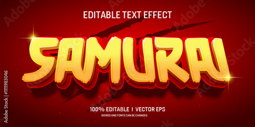  samurai vector 3d text effect with modern style design
