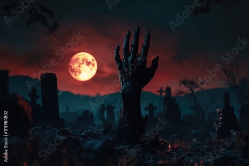 Zombie Hand Rises from Graveyard