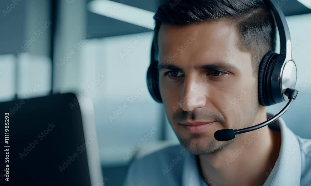 Focused Customer Service Representative at Work