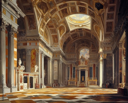 Papal Basilica of Santa Maria Maggiore in Rome, Italy: Polychromic Painting on Apse and Presbytery Ceiling photo