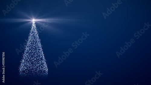 Merry Christmas greeting illustration with christmas tree from particular