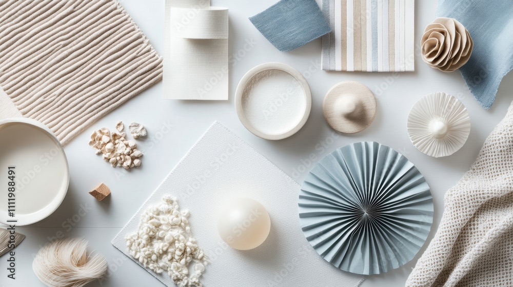 Aesthetic flat lay of neutral and pastel textures, featuring various materials and decorative elements. Aesthetic flat lay of neutral and pastel textures, featuring various materials and decorative elements.