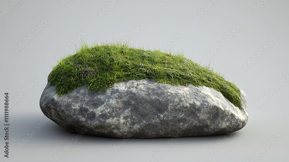 Grey Rock Covered With Lush Green Grass Grey Rock Covered With Lush Green Grass
