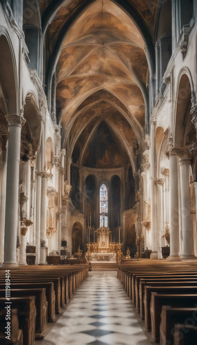 The interior of the catholic church vertical